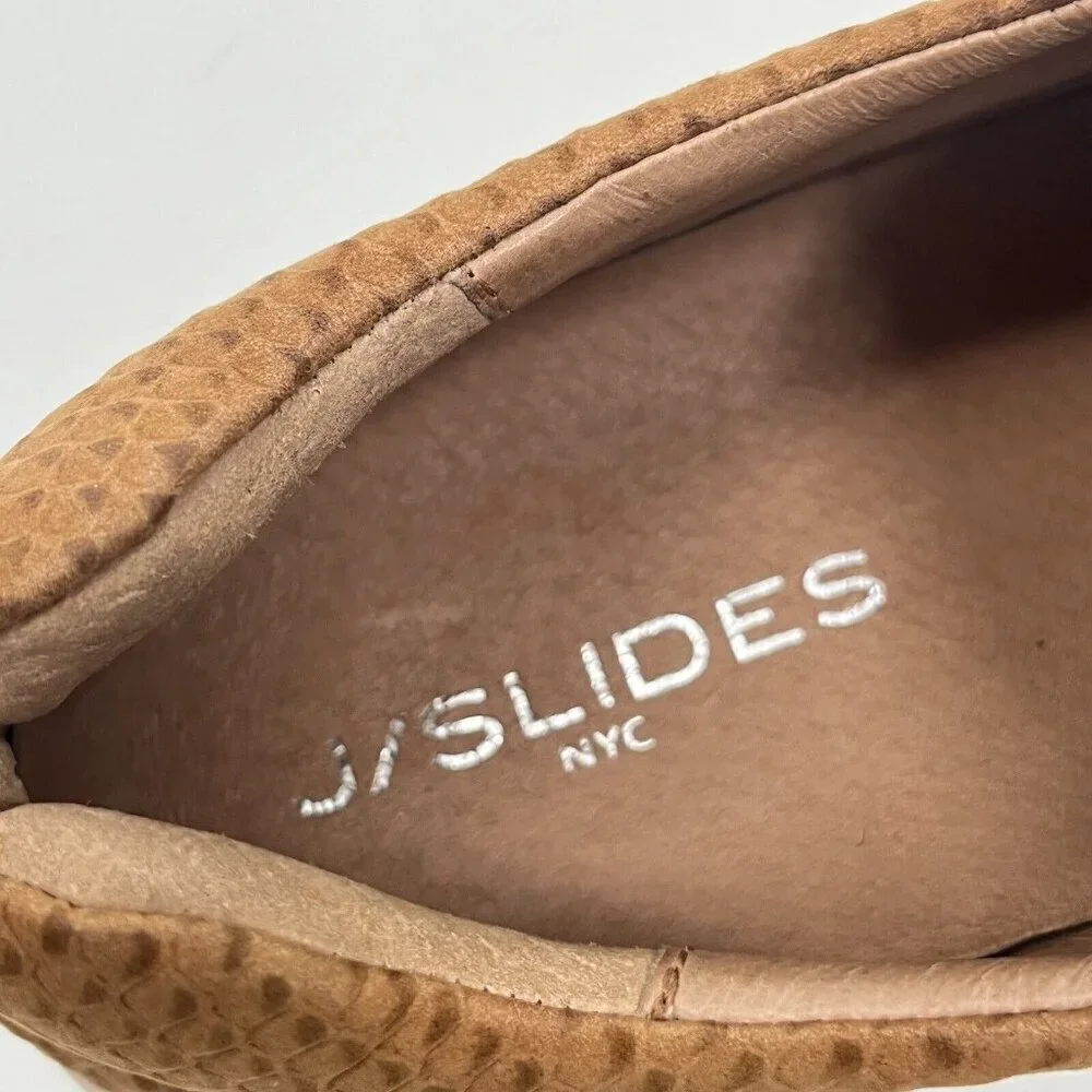 J Slides Heidi Leather Slip On Shoes Platform Brown Sz 7.5